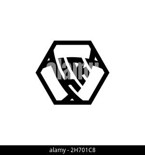 KR Monogram logo letter with triangle shield shape hexagonal rounded. Triangle monogram logo, shield monogram logo, triangle shield letter. Stock Vector