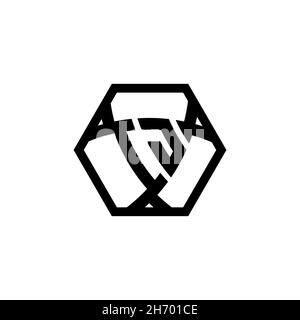 IJ Monogram logo letter with triangle shield shape hexagonal rounded. Triangle monogram logo, shield monogram logo, triangle shield letter. Stock Vector