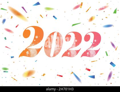 The Vector white party template background with the number 2021 2022 year and colorful festival rainbow confetti Stock Vector