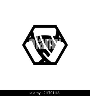 KB Monogram logo letter with triangle shield shape hexagonal rounded. Triangle monogram logo, shield monogram logo, triangle shield letter. Stock Vector
