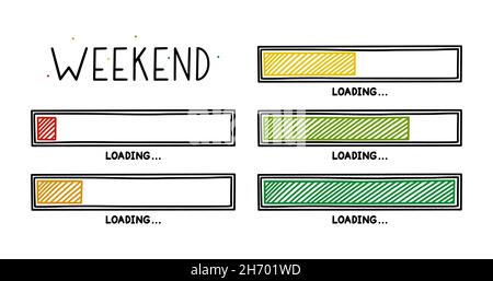 Weekend loading bar. Infographics design element with status of week ...