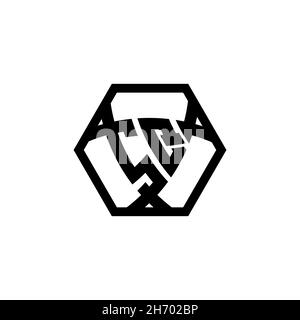 SQ Monogram logo letter with triangle shield shape hexagonal rounded. Triangle monogram logo, shield monogram logo, triangle shield letter. Stock Vector
