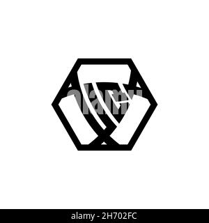 UQ Monogram logo letter with triangle shield shape hexagonal rounded. Triangle monogram logo, shield monogram logo, triangle shield letter. Stock Vector