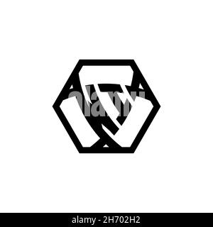 WI Monogram logo letter with triangle shield shape hexagonal rounded. Triangle monogram logo, shield monogram logo, triangle shield letter. Stock Vector