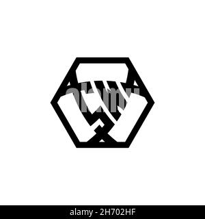 SW Monogram logo letter with triangle shield shape hexagonal rounded. Triangle monogram logo, shield monogram logo, triangle shield letter. Stock Vector