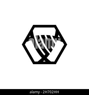 UW Monogram logo letter with triangle shield shape hexagonal rounded. Triangle monogram logo, shield monogram logo, triangle shield letter. Stock Vector