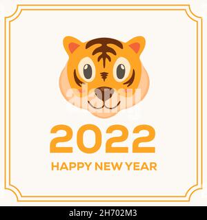2022 year of tiger with cute tiger design illustration vector. chinese new year, happy new year 2022 Stock Vector