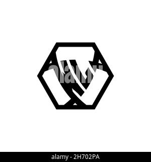 WL Monogram logo letter with triangle shield shape hexagonal rounded. Triangle monogram logo, shield monogram logo, triangle shield letter. Stock Vector
