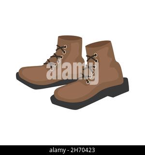 Brown boot icon in flat style on white background Stock Vector