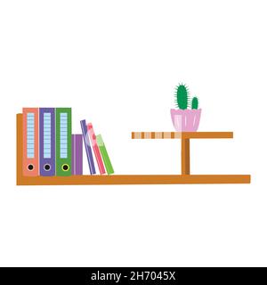 Different objects on book shelves flat vector illustration isolate on a white background Stock Vector