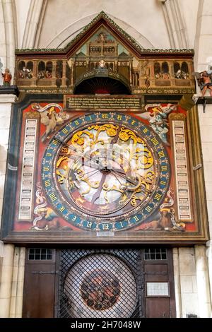 MUENSTER, GERMANY - Apr 04, 2021: The astronomical clock in St.Paulus Cathedral in Muenster, Germany Stock Photo