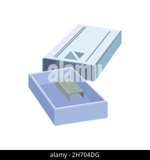 Image of blue stationery staples. stapler Vector illustration of stationery isolated on a white background Stock Vector