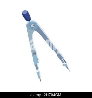 Blue And Gray Bow Compass With Round Flat Style Isolated On White Background Stock Vector