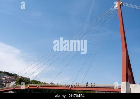 France, Lyon, August 2020. Illustration of the city of Lyon. Banks of the Saone.  Photograph by Martin Bertrand. France, Lyon, Aout 2020. Illustration Stock Photo