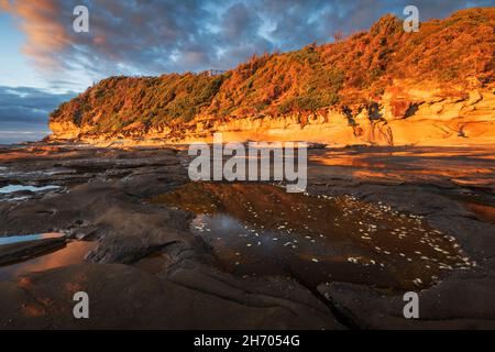 first light and rockpool at terrigal on nsw central coast Stock Photo