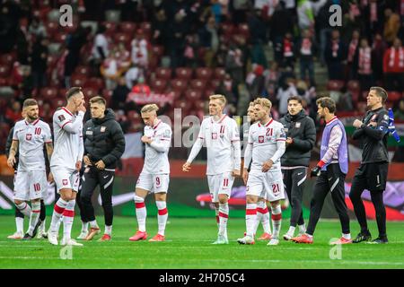 Warsaw, Poland. 15th Nov, 2021. Players of Poland are seen after the FIFA World Cup 2022 Qatar qualifying match between Poland and Hungary at PGE Narodowy Stadium. Final score; Poland 1:2 Hungary. Credit: SOPA Images Limited/Alamy Live News Stock Photo