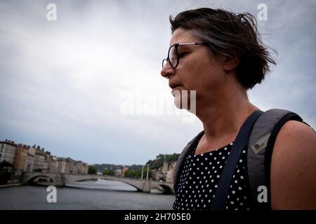 France, Lyon, August 2020. Illustration of the city of Lyon. Banks of the Saone.  Photograph by Martin Bertrand. France, Lyon, Aout 2020. Illustration Stock Photo