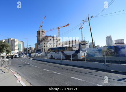 Construction of the city entrance project in Jerusalem, Israel. Stock Photo