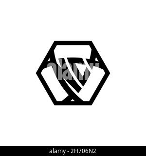 NC Monogram logo letter with triangle shield shape hexagonal rounded. Triangle monogram logo, shield monogram logo, triangle shield letter. Stock Vector