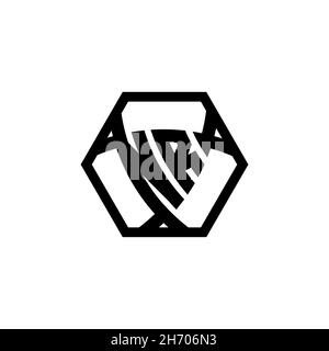 NR Monogram logo letter with triangle shield shape hexagonal rounded. Triangle monogram logo, shield monogram logo, triangle shield letter. Stock Vector