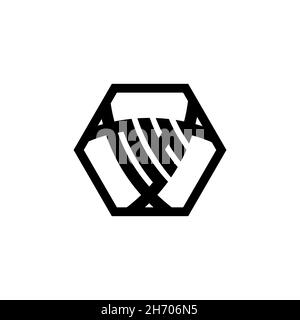 OH Monogram logo letter with triangle shield shape hexagonal rounded. Triangle monogram logo, shield monogram logo, triangle shield letter. Stock Vector