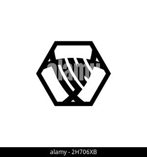 OW Monogram logo letter with triangle shield shape hexagonal rounded. Triangle monogram logo, shield monogram logo, triangle shield letter. Stock Vector