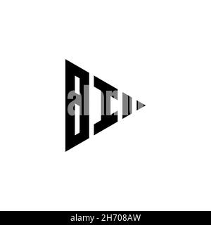 BI Monogram logo letter with triangle play button shape style on isolated background. Triangle monogram logo, triangle play logo letter. Stock Vector