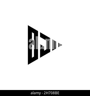 BJ Monogram logo letter with triangle play button shape style on isolated background. Triangle monogram logo, triangle play logo letter. Stock Vector