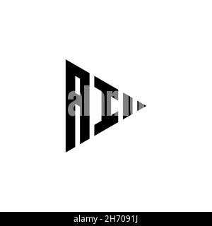 AI Monogram logo letter with triangle play button shape style on isolated background. Triangle monogram logo, triangle play logo letter. Stock Vector