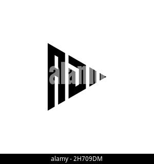 AD Monogram logo letter with triangle play button shape style on isolated background. Triangle monogram logo, triangle play logo letter. Stock Vector
