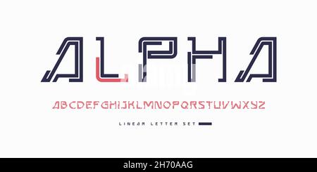 Vector stylish linear font, uppercase letter set, alphabet, typography Stock Vector
