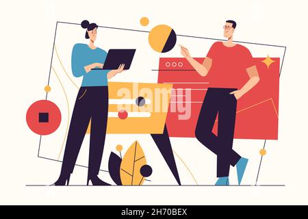 Vector illustration on the subject of data gathering, business intelligence, digital solutions. Editable stroke Stock Vector