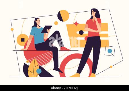 Vector illustration on the subject of data gathering, business intelligence, digital solutions. Editable stroke Stock Vector