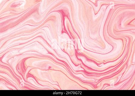 Abstract fluid art background light purple and pink glitter colors. Liquid marble. Acrylic painting on canvas with rose gradient. Watercolor backdrop Stock Photo