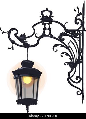 Street lamp, candlestick from multicolored paints. Splash of watercolor, colored drawing, realistic. Vector illustration of paints Stock Vector