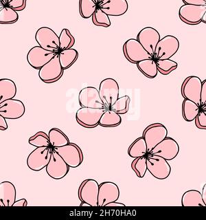 Floral seamless pattern in pastel colors. Vector sketch jasmine or magnolia flowers. Great for fabric, wallpaper, wrapping paper, surface design, wedding invitation. Stock Vector