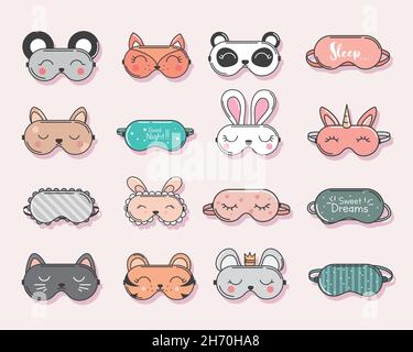 set of sleep masks Stock Vector