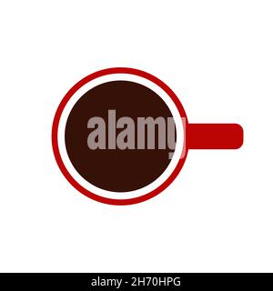 Cup with drink view top. Flat style. Design for greeting card, banner, poster. Vector illustration. Stock Vector