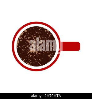Cup with drink view top. Flat style. Design for greeting card, banner, poster. Vector illustration. Stock Vector