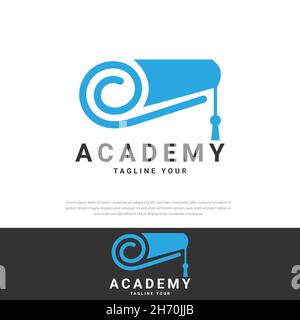 Graduation letter roll logo Unique vector design can be used by educational companies.symbol.icon,template,logo for your business Stock Vector