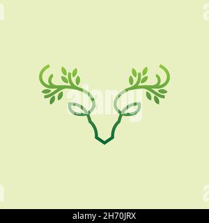vector design. Logo created from combination bull head with leaf. Stock Vector