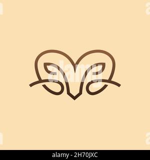 vector design. logo created from line art concept of ram head logo. Stock Vector