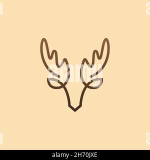 vector design. logo crated from moose head with lin art style concept logo. Stock Vector
