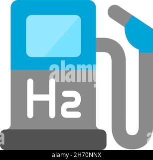 H2 (hydrogen) fuel station vector icon illustration Stock Vector