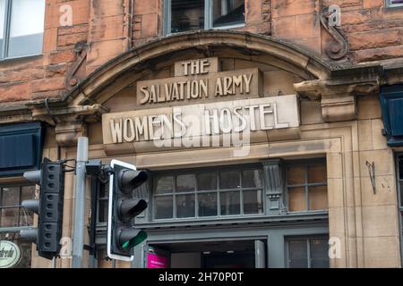 Former Salvation Army Women's Hostel On West Port Grassmarket, Edinburgh Close Up Of Stone Art Nouveau Sign Stock Photo