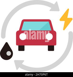 HEV ( hybrid electric vehicle ) vector icon illustration Stock Vector