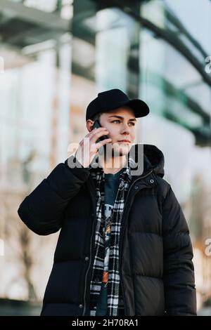Man talking via cell phone Stock Photo