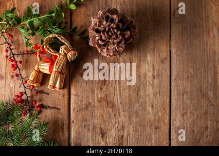 Christmas decorations on wooden background Stock Photo