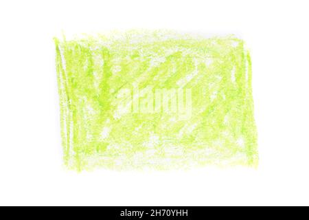 green rectangle drawn with oil pencil isolated on white background. High quality photo Stock Photo