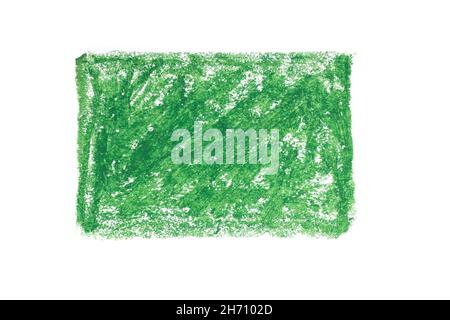 green rectangle drawn with oil pencil isolated on white background. High quality photo Stock Photo